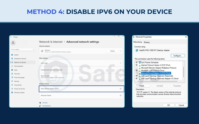 Method 4: Disable IPv6 on your device