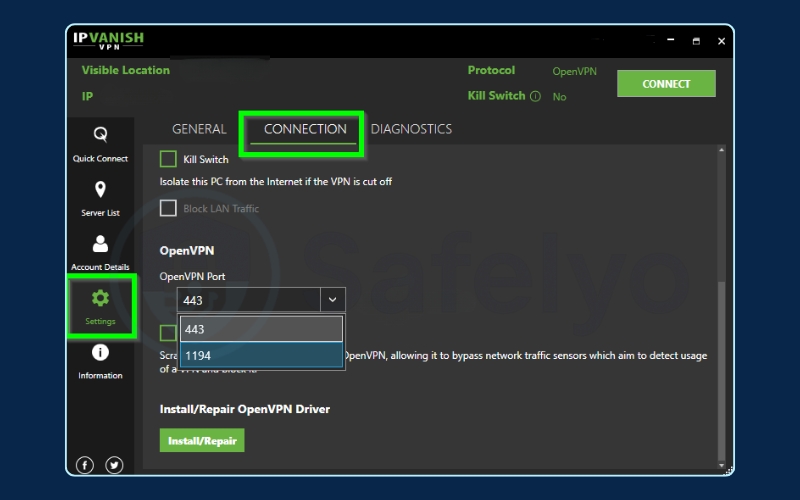 Method 5: Change your connection port