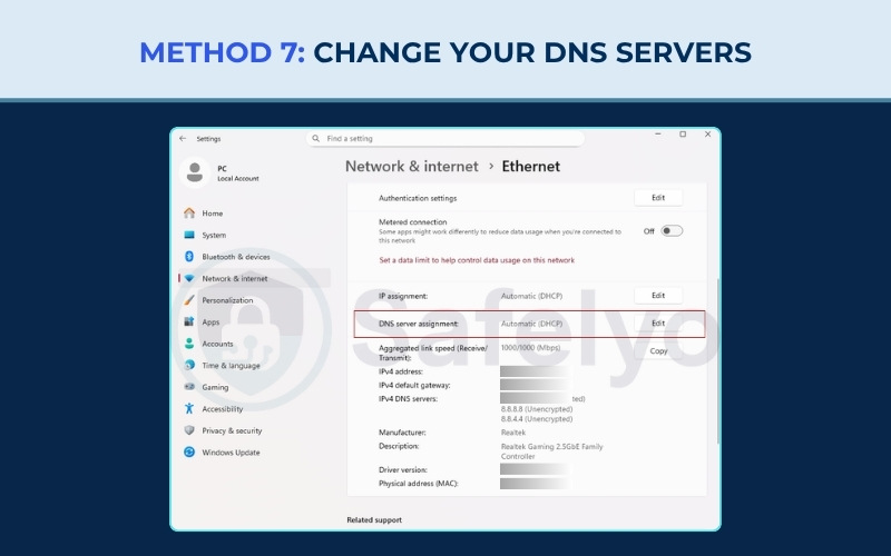 Method 7: Change your DNS servers