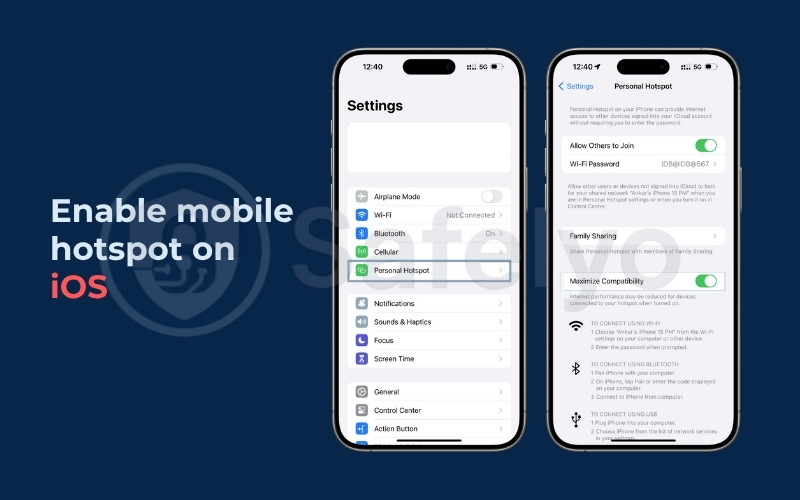 Method 8: Switch to mobile data - Enable hotspot on iOS