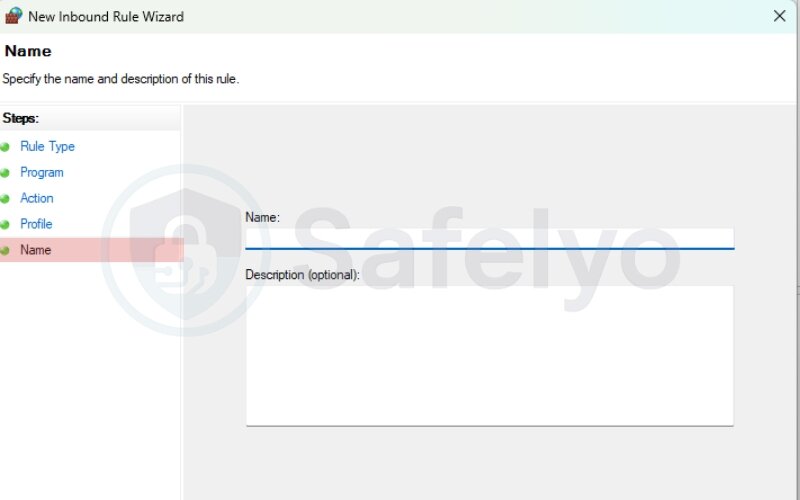 Name the rule and finish Name the rule and finish