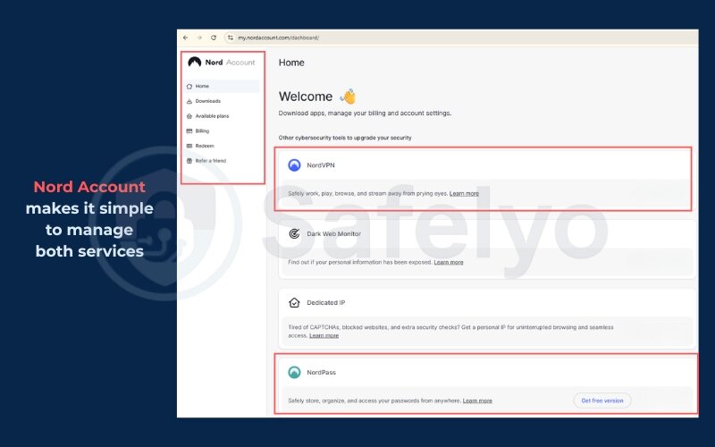 Nord Account makes it simple to manage both services Nord Account makes it simple to manage both services