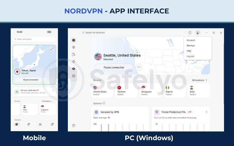 NordVPN - App interface
