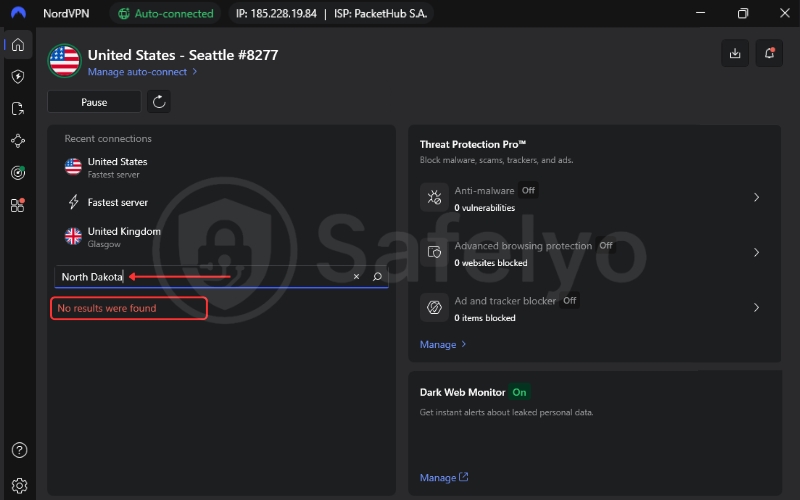 NordVPN doesn't have all specifically server in the US states