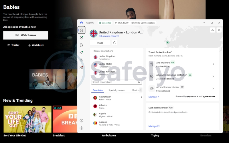 NordVPN for BBC iPlayer