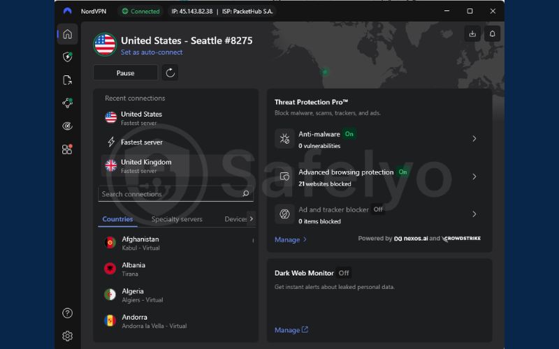 NordVPN for changing location on my computer