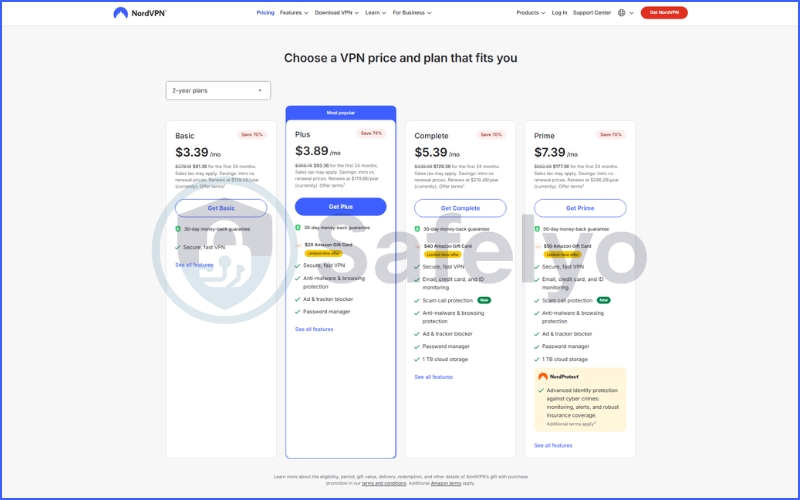 NordVPN pricing for the 2-year plans