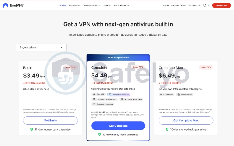NordVPN pricing in a 2-year plan