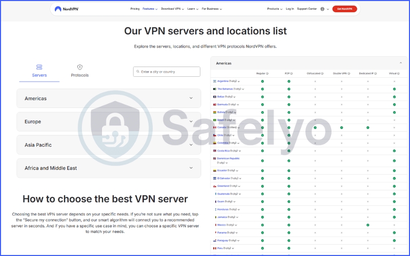 NordVPN server list
