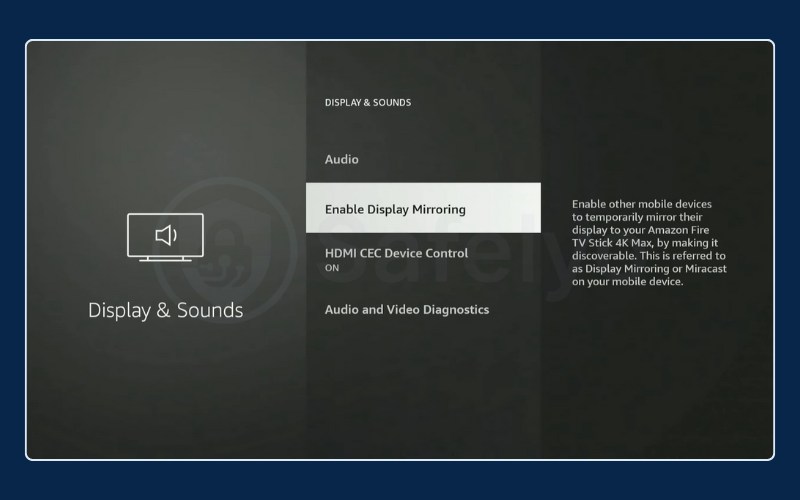 On your Firestick, go to Settings > Display & Sounds > Enable Display Mirroring