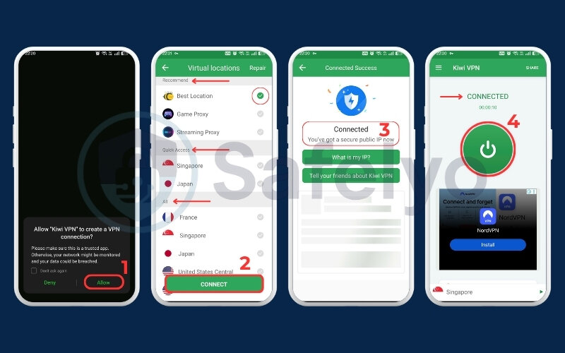 Open and set up the dedicated VPN app for connection