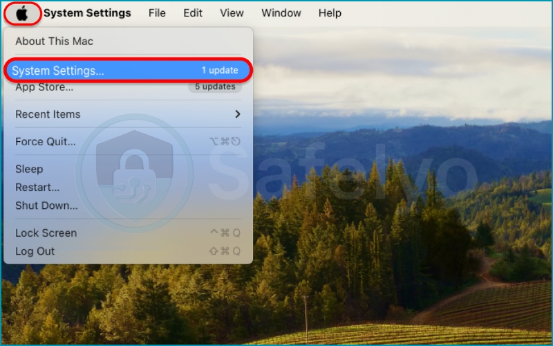 Open System Settings on macOS Open System Settings on macOS
