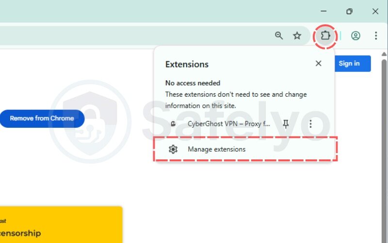  Click the puzzle piece icon (Extensions) in the top-right corner of your browser