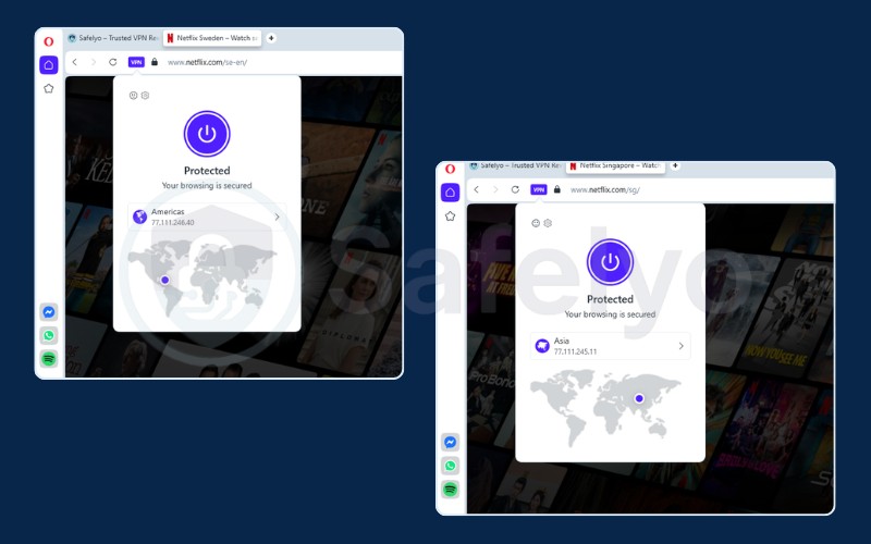 Opera VPN: Streaming support