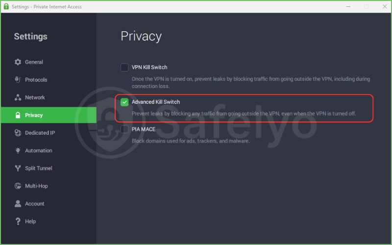 PIA Advanced Kill Switch