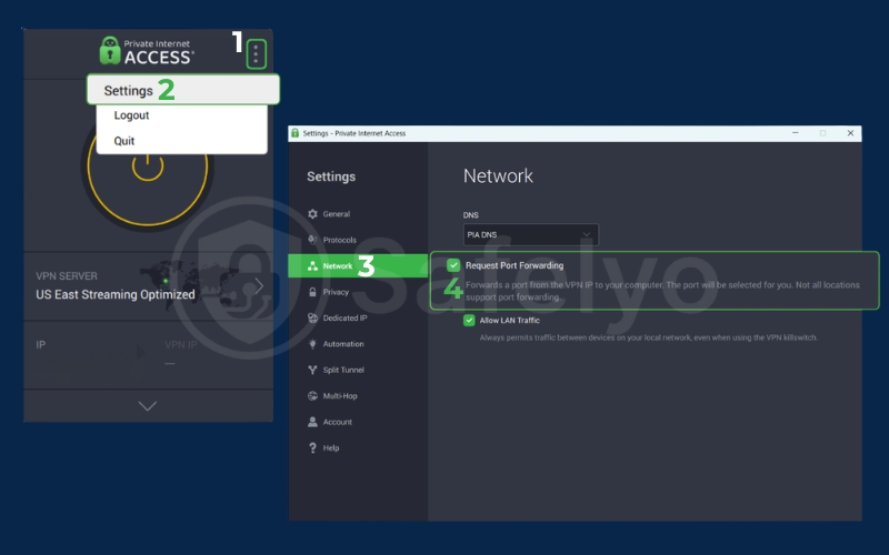 PIA port forwarding on Windows