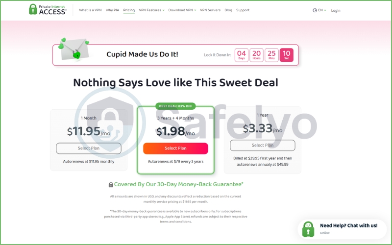 PIA pricing and plans