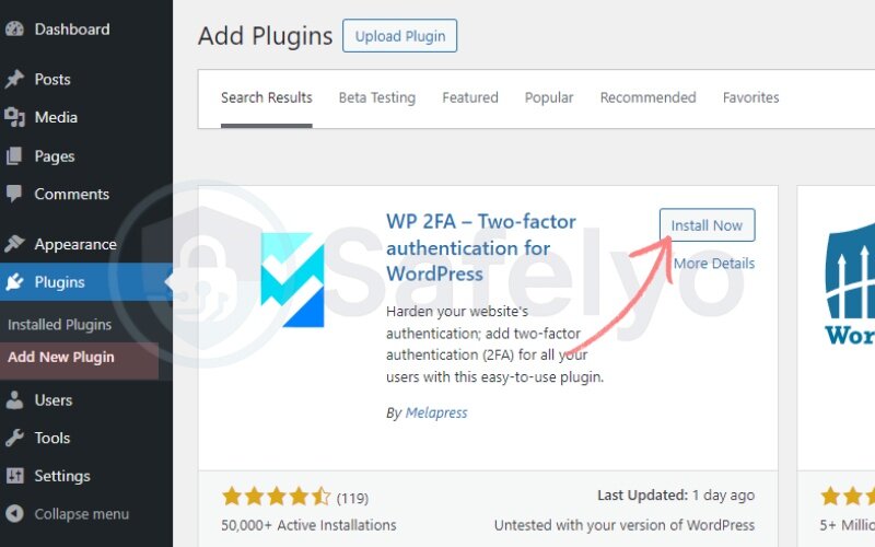 Search for WP 2FA, then install and activate the plugin