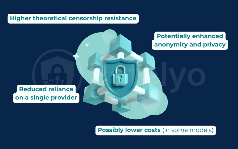 Potential advantages of decentralized P2P VPNs (dVPNs)
