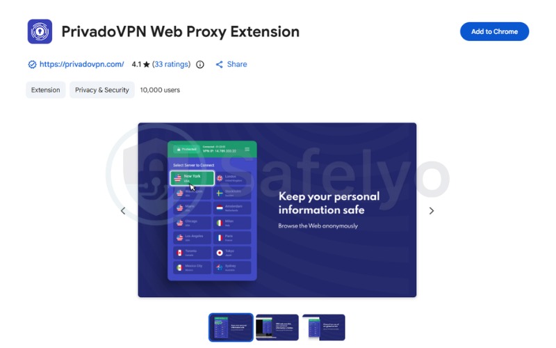 PrivadoVPN - Chrome Extension 