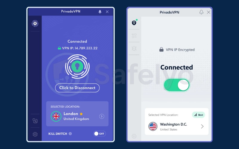 PrivadoVPN interface