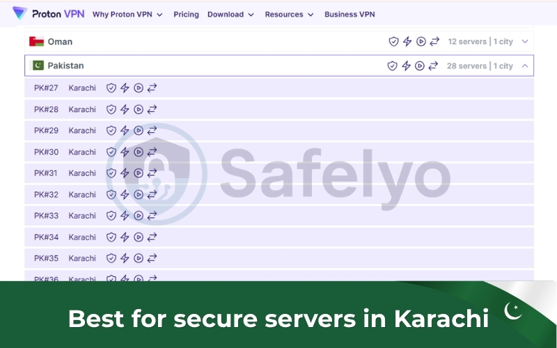 Proton VPN is the best for secure servers in Karachi