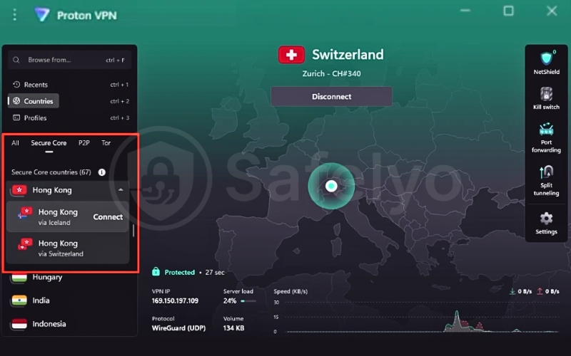 Proton VPN Secure core server