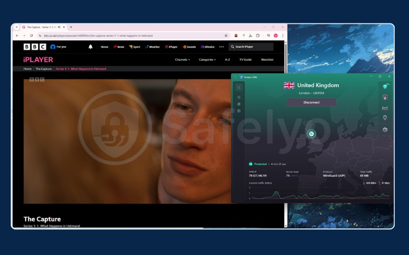 Proton VPN successfully unblocking BBC iPlayer