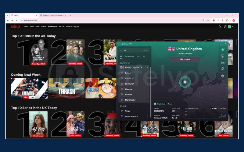 Unblocking Netflix UK with ProtonVPN