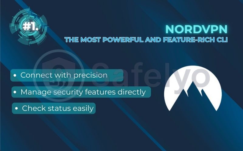 Rank 1 - NordVPN: The most powerful and feature-rich CLI