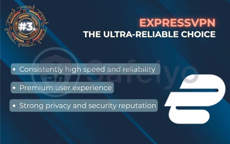 Rank 3 - ExpressVPN: The premium, ultra-reliable choice