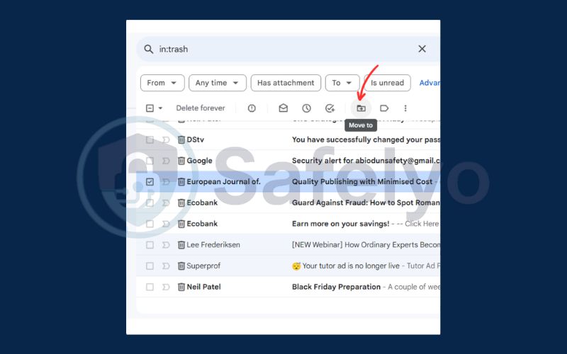 How to recover deleted email in Gmail on PC 3