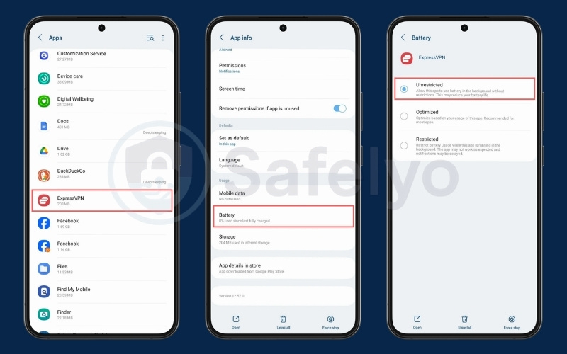 Remove battery restrictions - Android