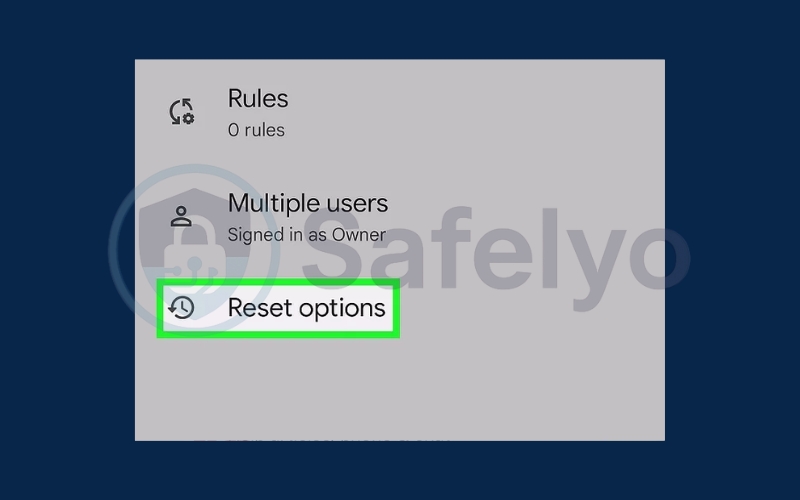 Choose reset options