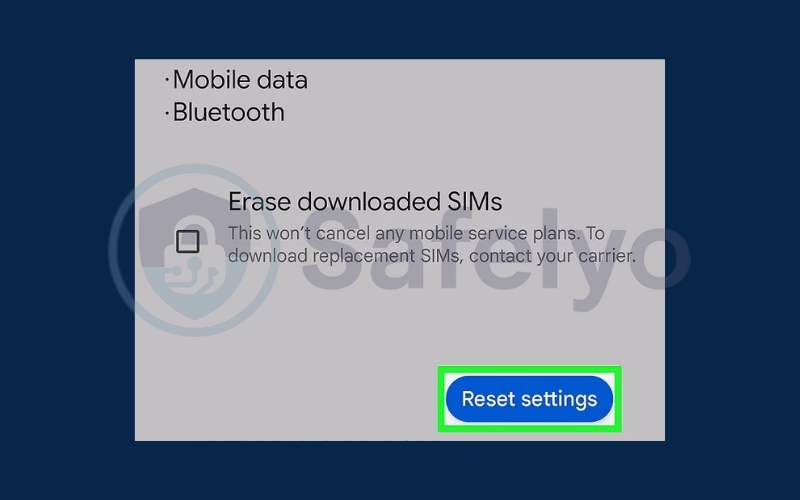 Click Reset settings