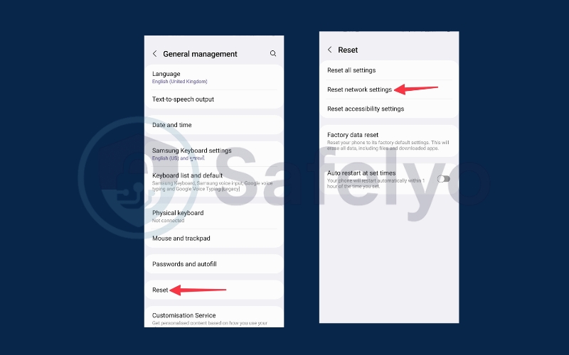 Move to Reset network settings in General management