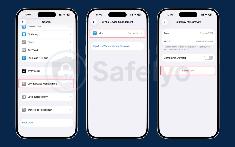 Resetting the VPN profile - iOS