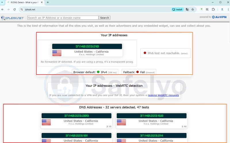 Run a DNS and IP leak test