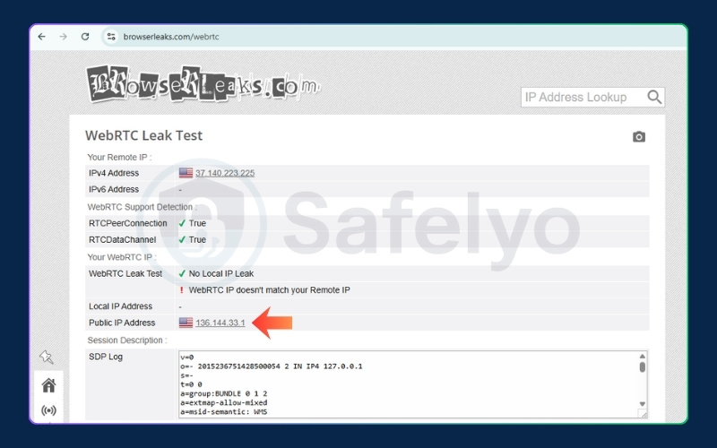 Run a WebRTC leak test - BrowserLeaks.com 