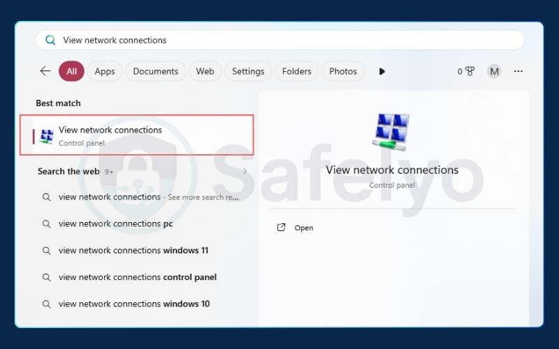 Search "View network connections" in your system menu