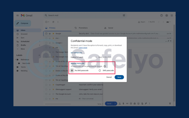 Select "SMS passcode" and "Save"
