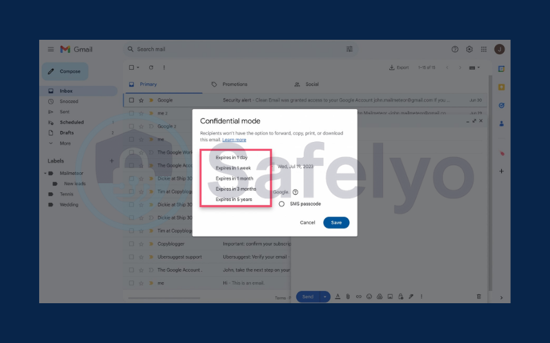 Set a message expiration date