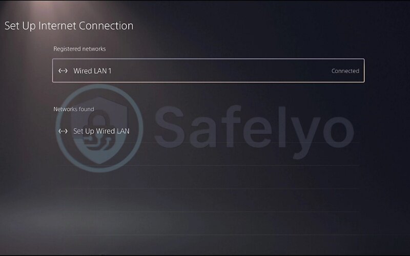 Set up the Internet Connection and choose Wired LAN.