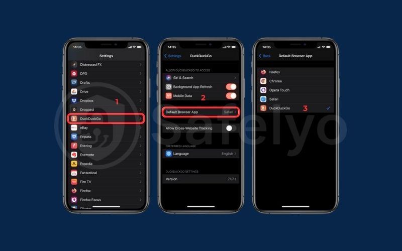 Set your default browser in system settings on iPhone and iPad