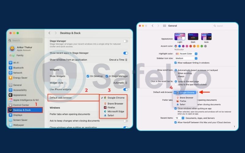 Set your default browser in system settings on Macos