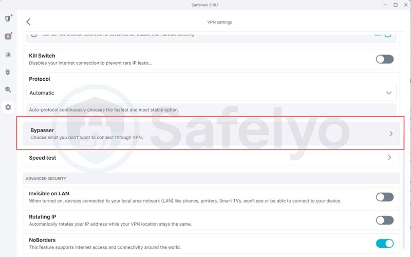 Scroll down and click on Bypasser