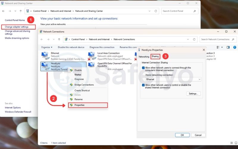 Share a VPN connection on Windows 11 via Ethernet cable