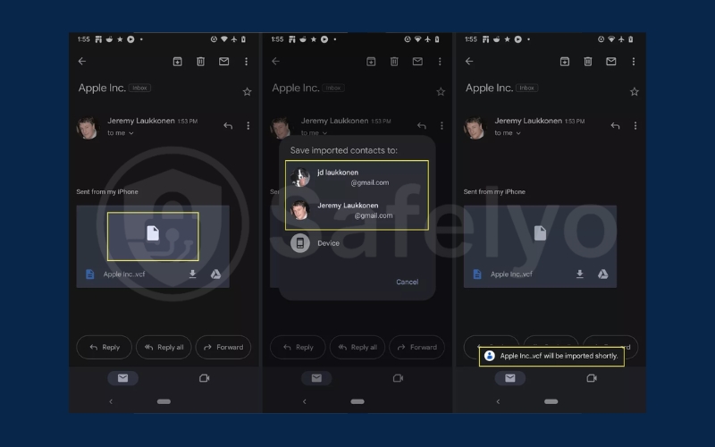Share individual contacts via email or messages 3