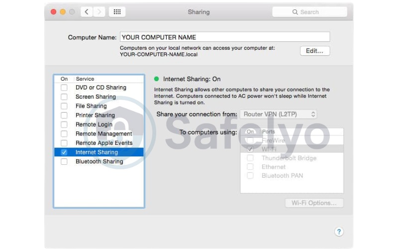 Share VPN connection on Mac OS