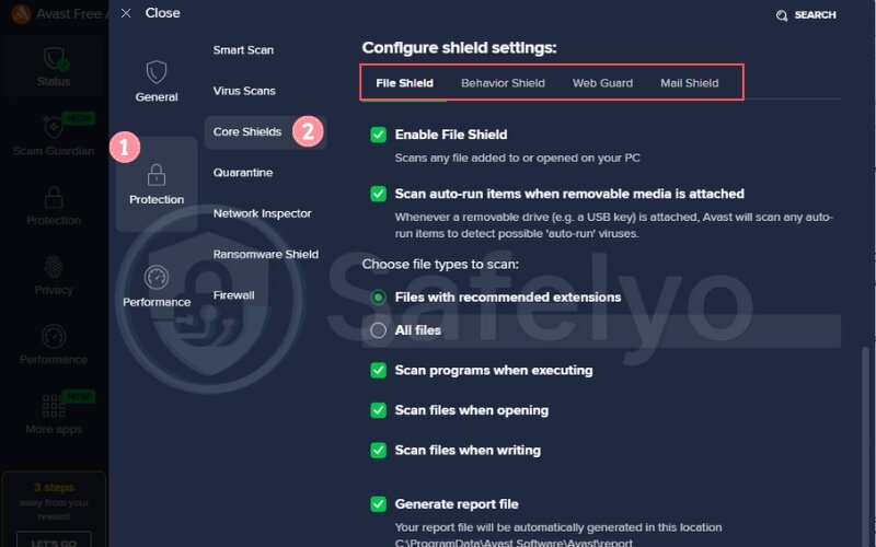Step-by-step: Disable Avast from settings